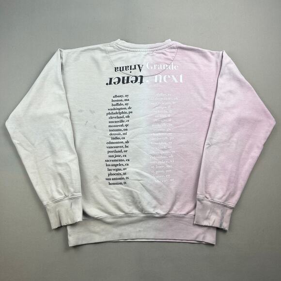 Ariana Grande Sweatshirt Small Cream Pink Sweetener World Tour Thank U Next - Picture 4 of 14